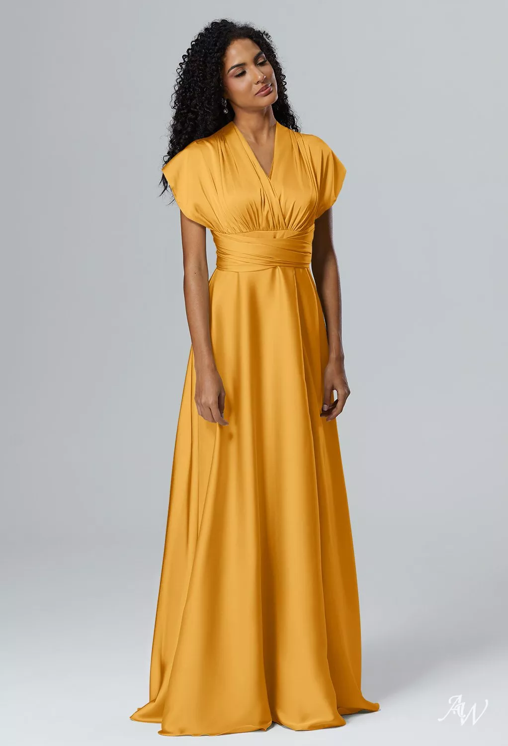 AW Salome Convertibile Dress, Sage Green Crystal Satin Satin